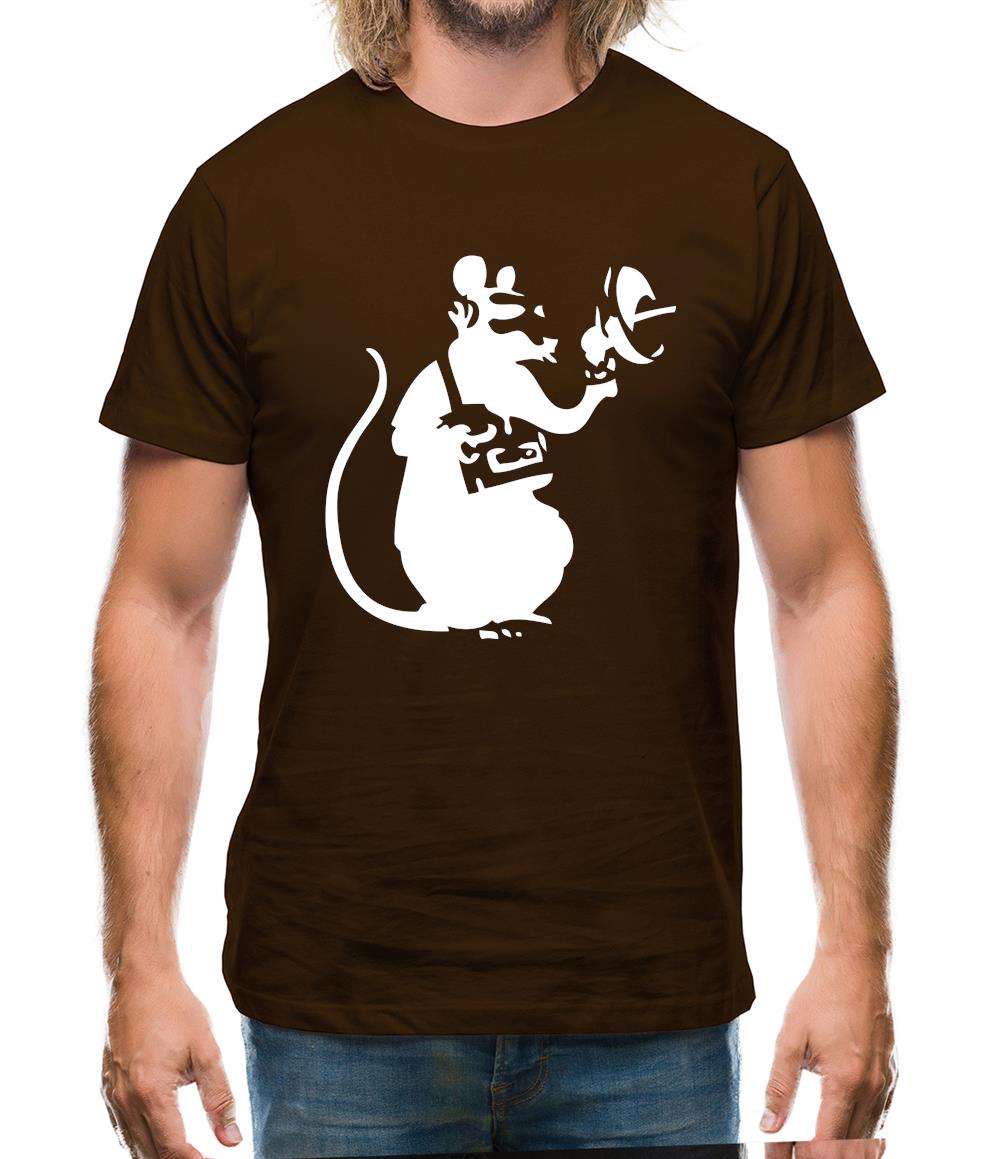 Banksy Listening Rat Mens T-Shirt Banksy Listening Rat Mens T-Shirt