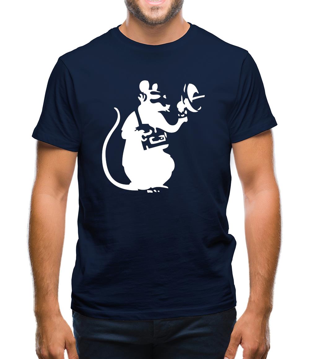 Banksy Listening Rat Mens T-Shirt Banksy Listening Rat Mens T-Shirt