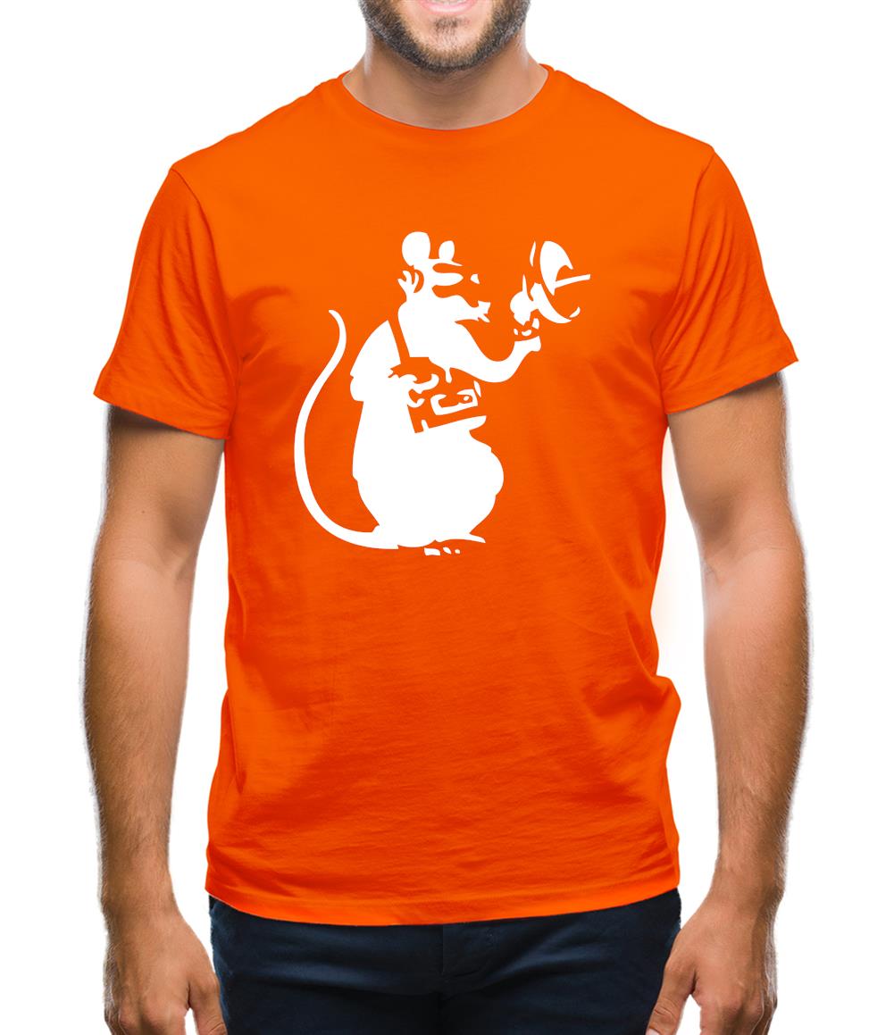Banksy Listening Rat Mens T-Shirt Banksy Listening Rat Mens T-Shirt