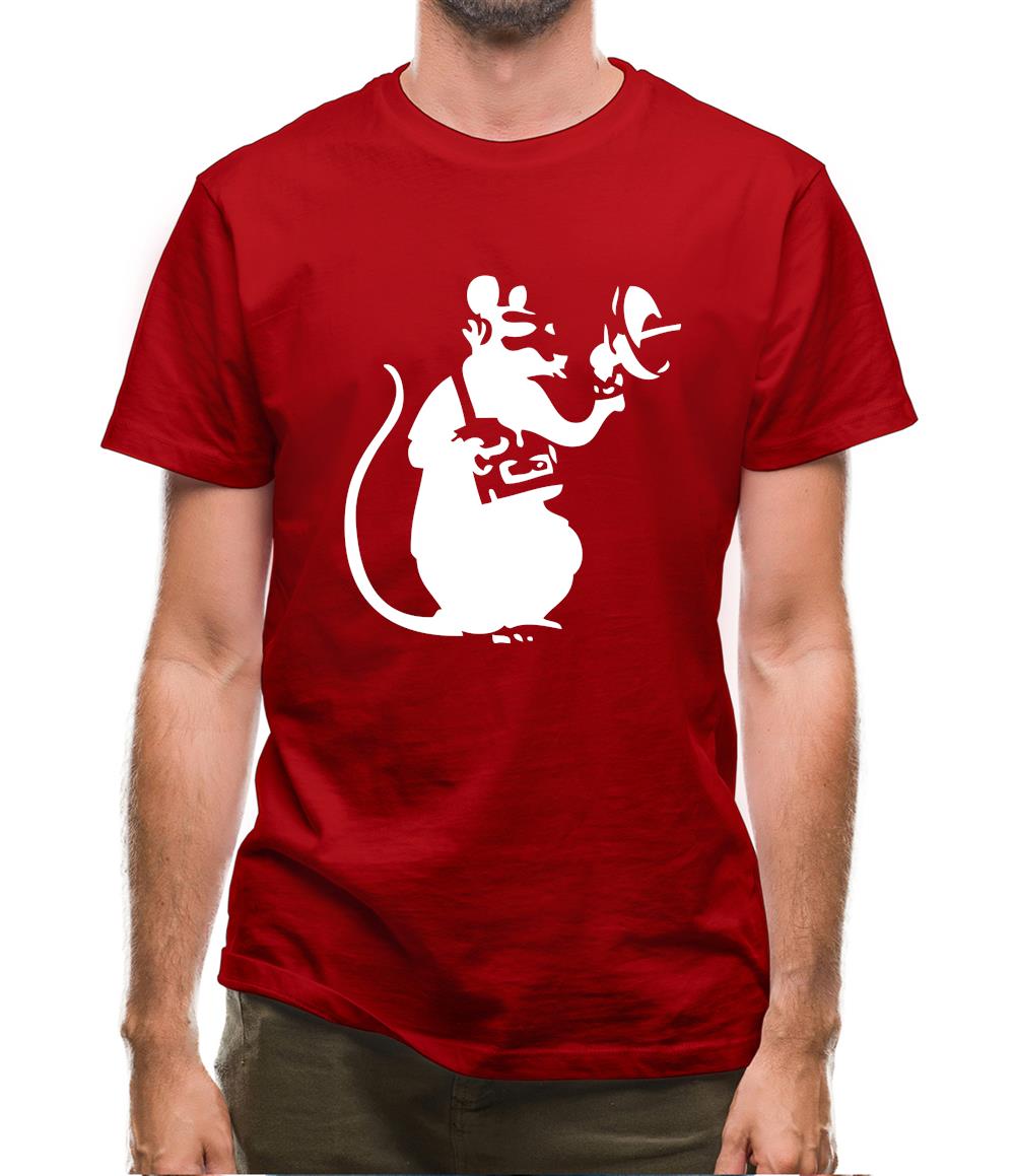 Banksy Listening Rat Mens T-Shirt Banksy Listening Rat Mens T-Shirt