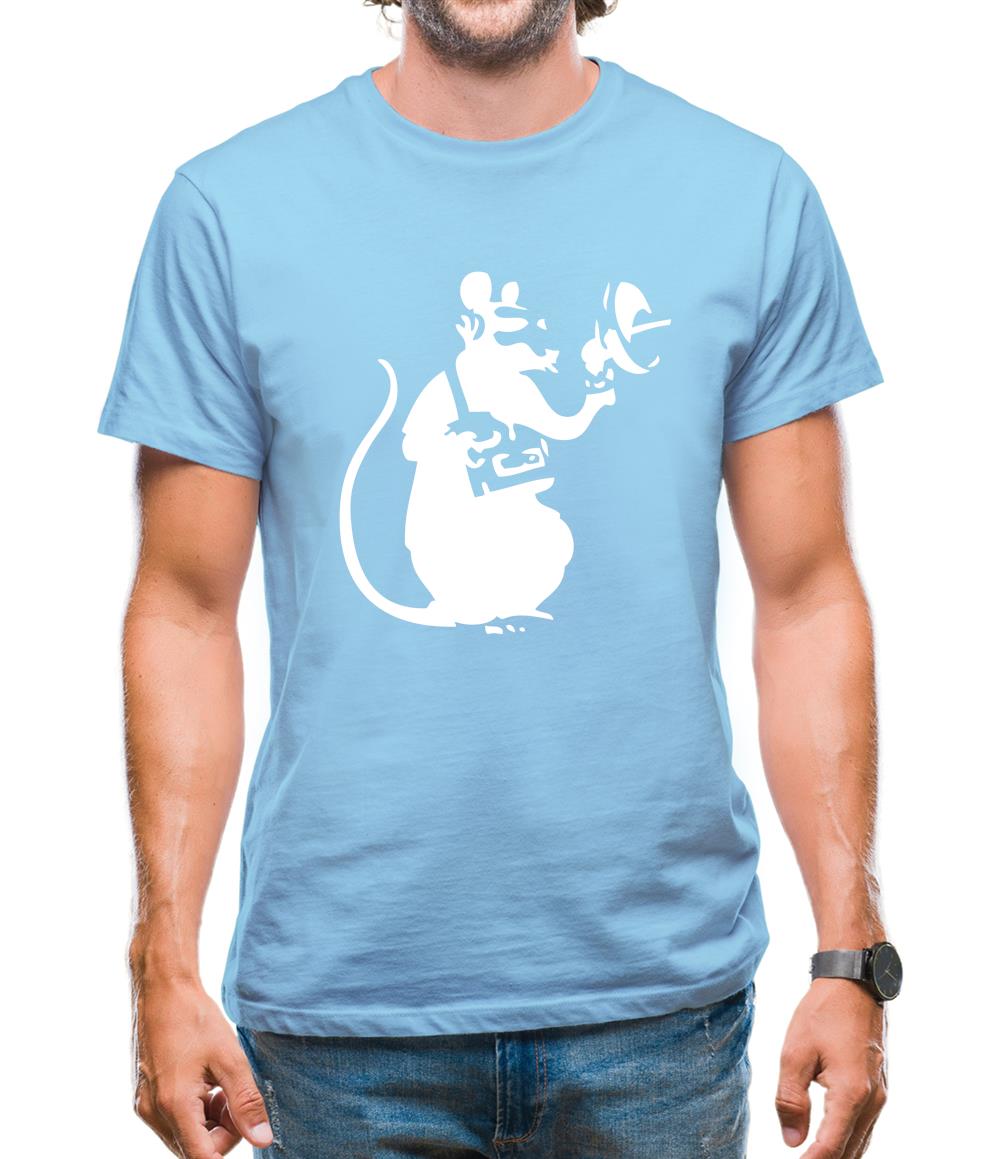 Banksy Listening Rat Mens T-Shirt Banksy Listening Rat Mens T-Shirt