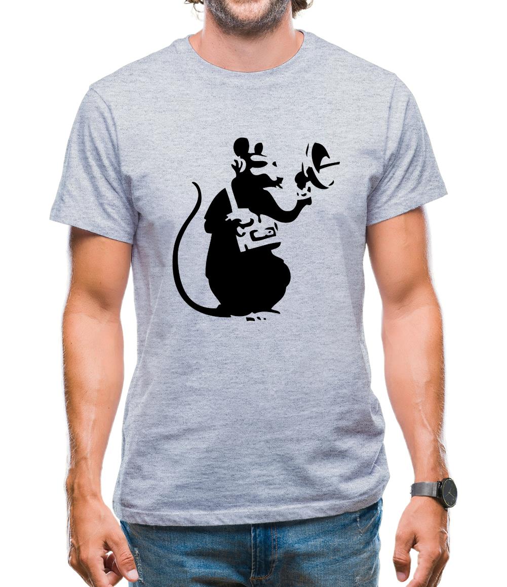 Banksy Listening Rat Mens T-Shirt Banksy Listening Rat Mens T-Shirt