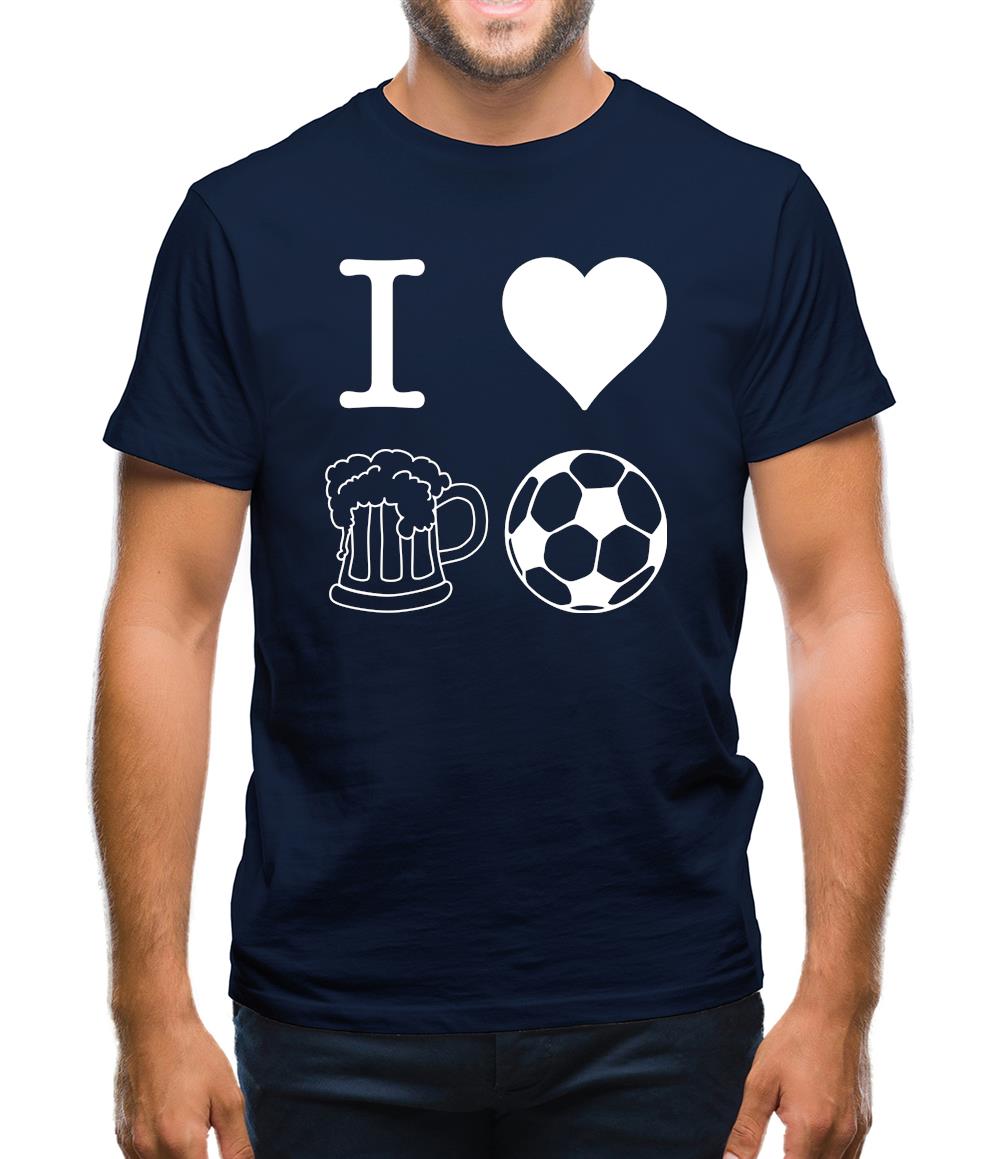 I Heart Beer and Football Mens T-Shirt I Heart Beer and Football Mens T-Shirt