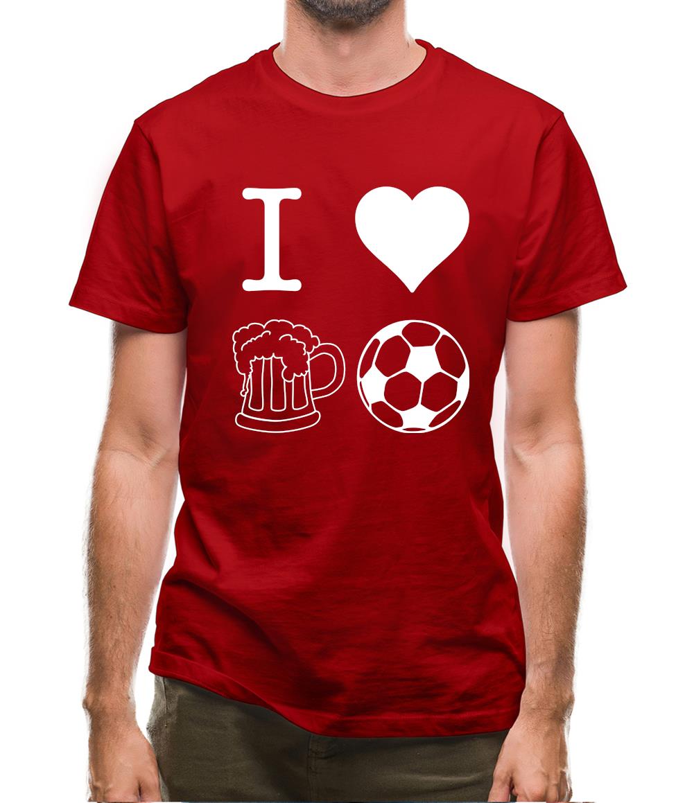 I Heart Beer and Football Mens T-Shirt I Heart Beer and Football Mens T-Shirt