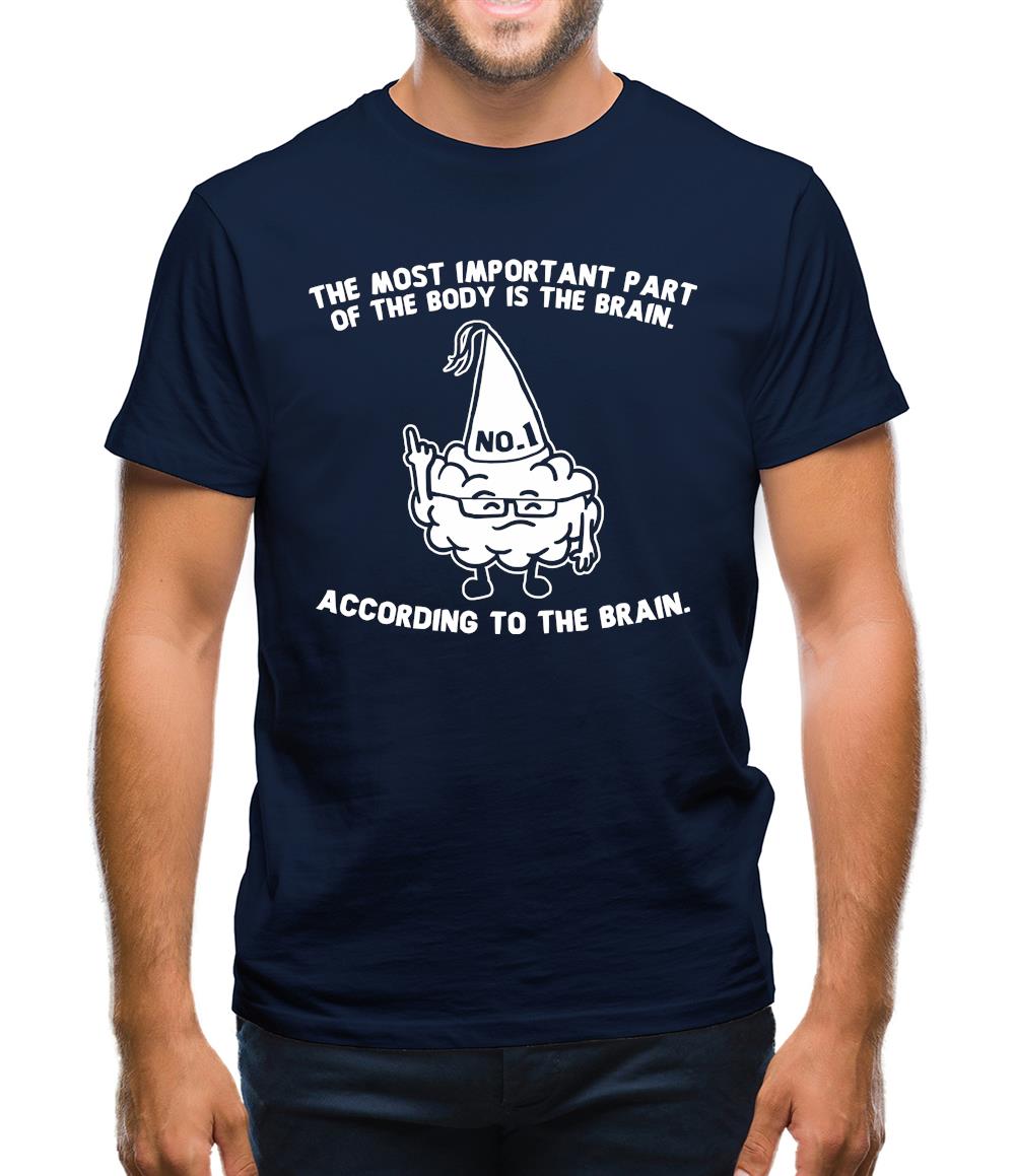 The Most Important Part Of The Body Is The Brain. According To The Brain. Mens T-Shirt The Most Important Part Of The Body Is The Brain. According To The Brain. Mens T-Shirt