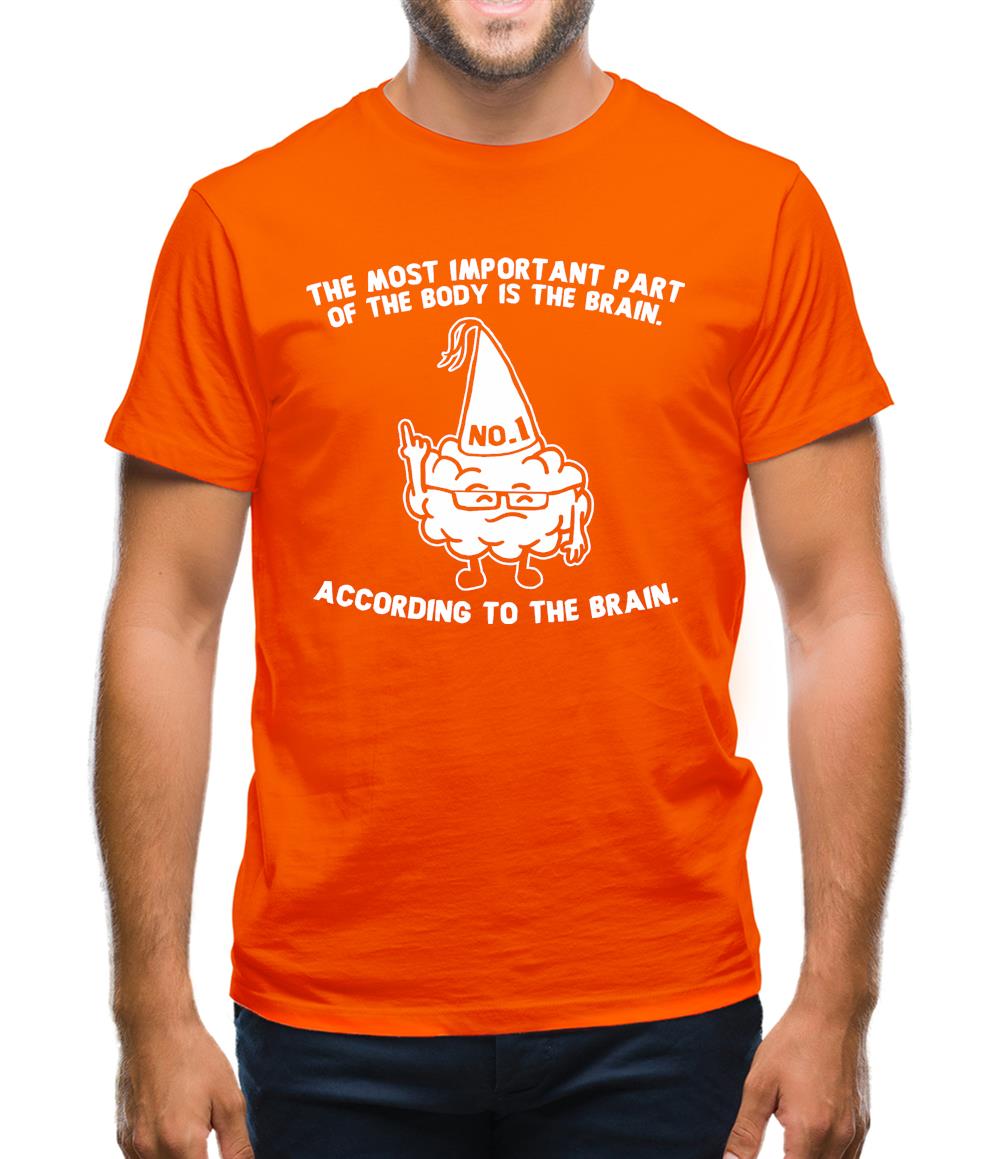 The Most Important Part Of The Body Is The Brain. According To The Brain. Mens T-Shirt The Most Important Part Of The Body Is The Brain. According To The Brain. Mens T-Shirt