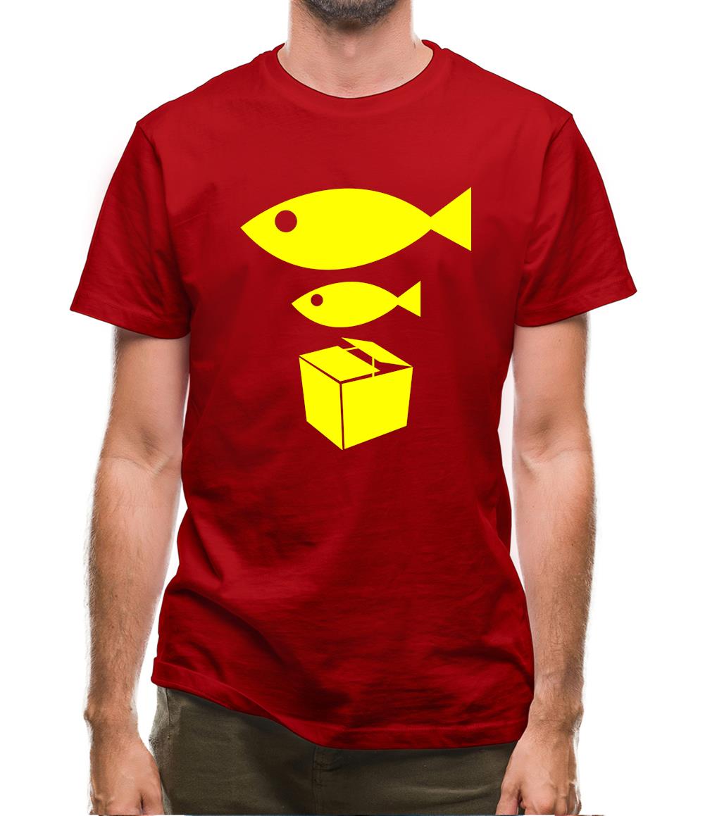 Big Fish Little Fish Cardboard Box Mens T-Shirt Big Fish Little Fish Cardboard Box Mens T-Shirt