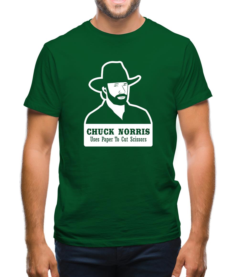 Chuck Norris Uses Paper To Cut Scissors Mens T-Shirt Chuck Norris Uses Paper To Cut Scissors Mens T-Shirt