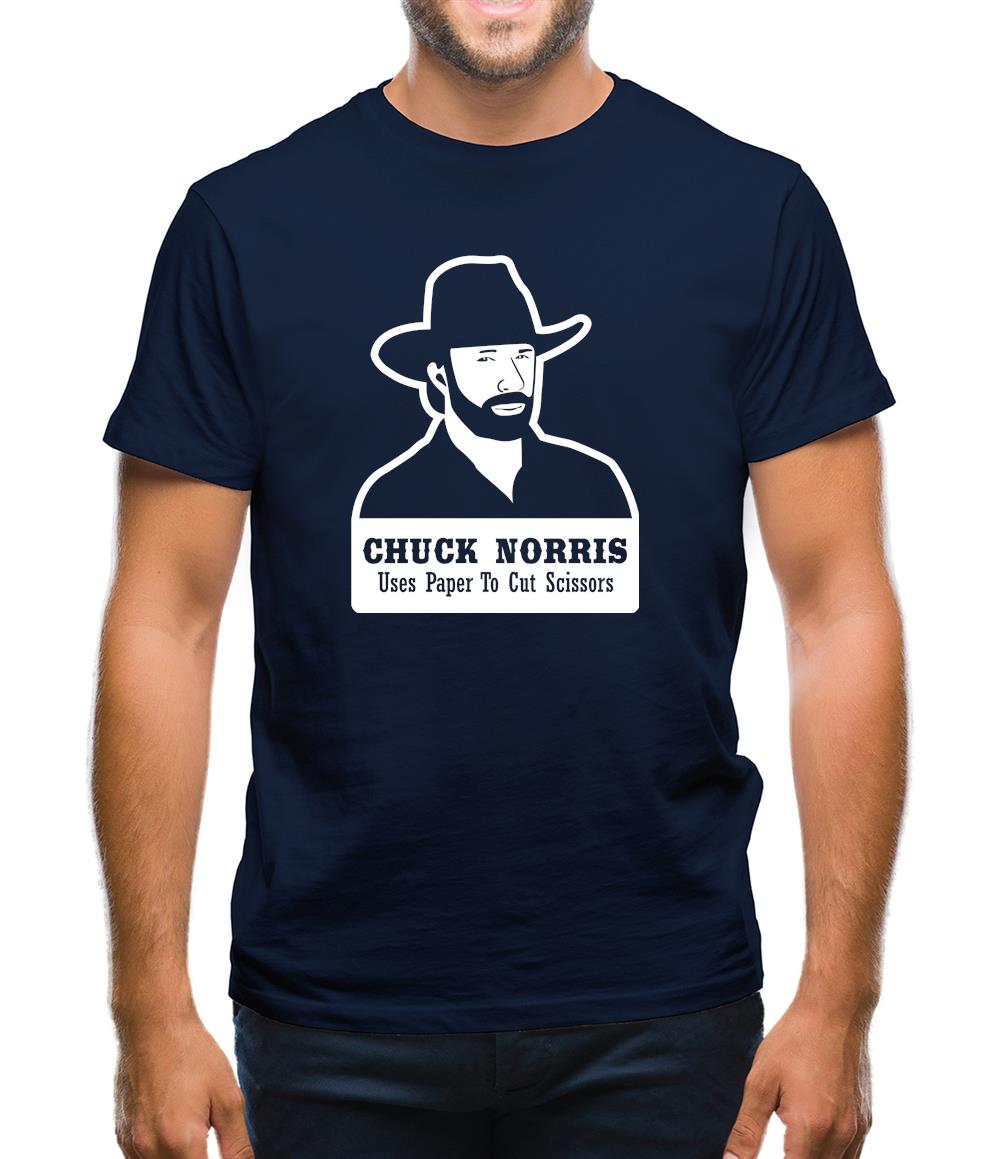 Chuck Norris Uses Paper To Cut Scissors Mens T-Shirt Chuck Norris Uses Paper To Cut Scissors Mens T-Shirt