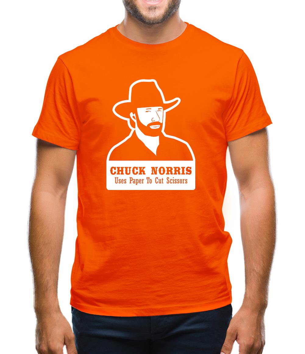 Chuck Norris Uses Paper To Cut Scissors Mens T-Shirt Chuck Norris Uses Paper To Cut Scissors Mens T-Shirt