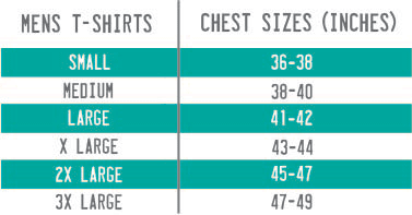 Size Chart for Mens T-Shirt