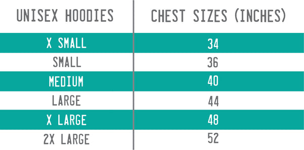 Size Chart for Unisex Hoodie
