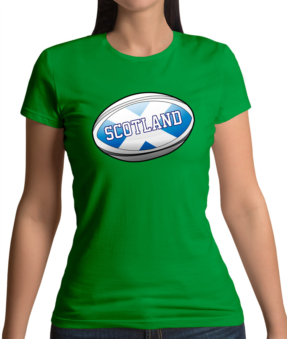 Scottish Flag Rugby Ball Womens T-Shirt