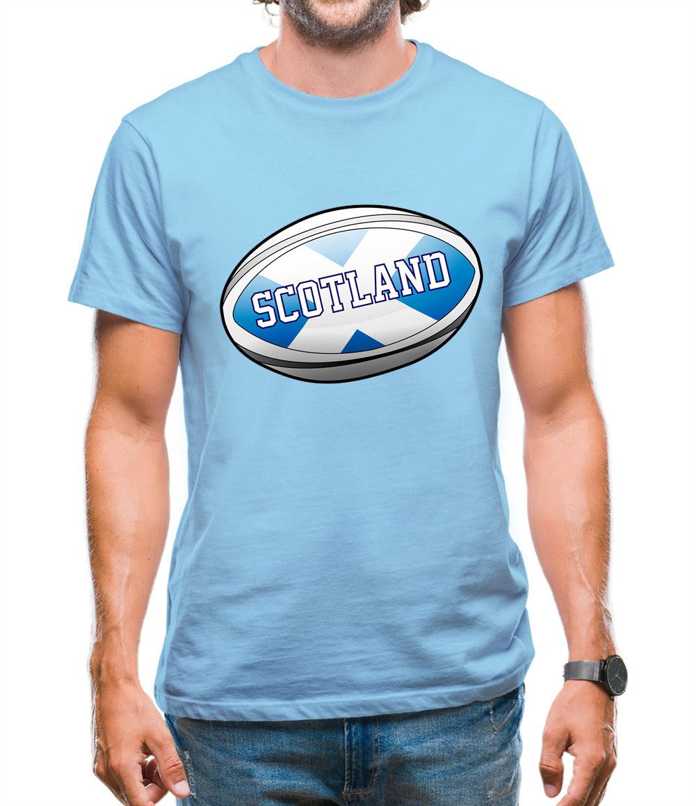 Scottish Flag Rugby Ball Mens T-Shirt