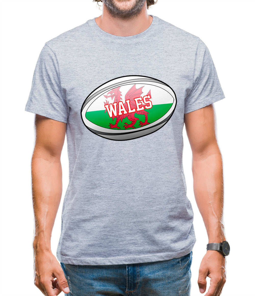 Welsh Flag Rugby Ball Mens T-Shirt