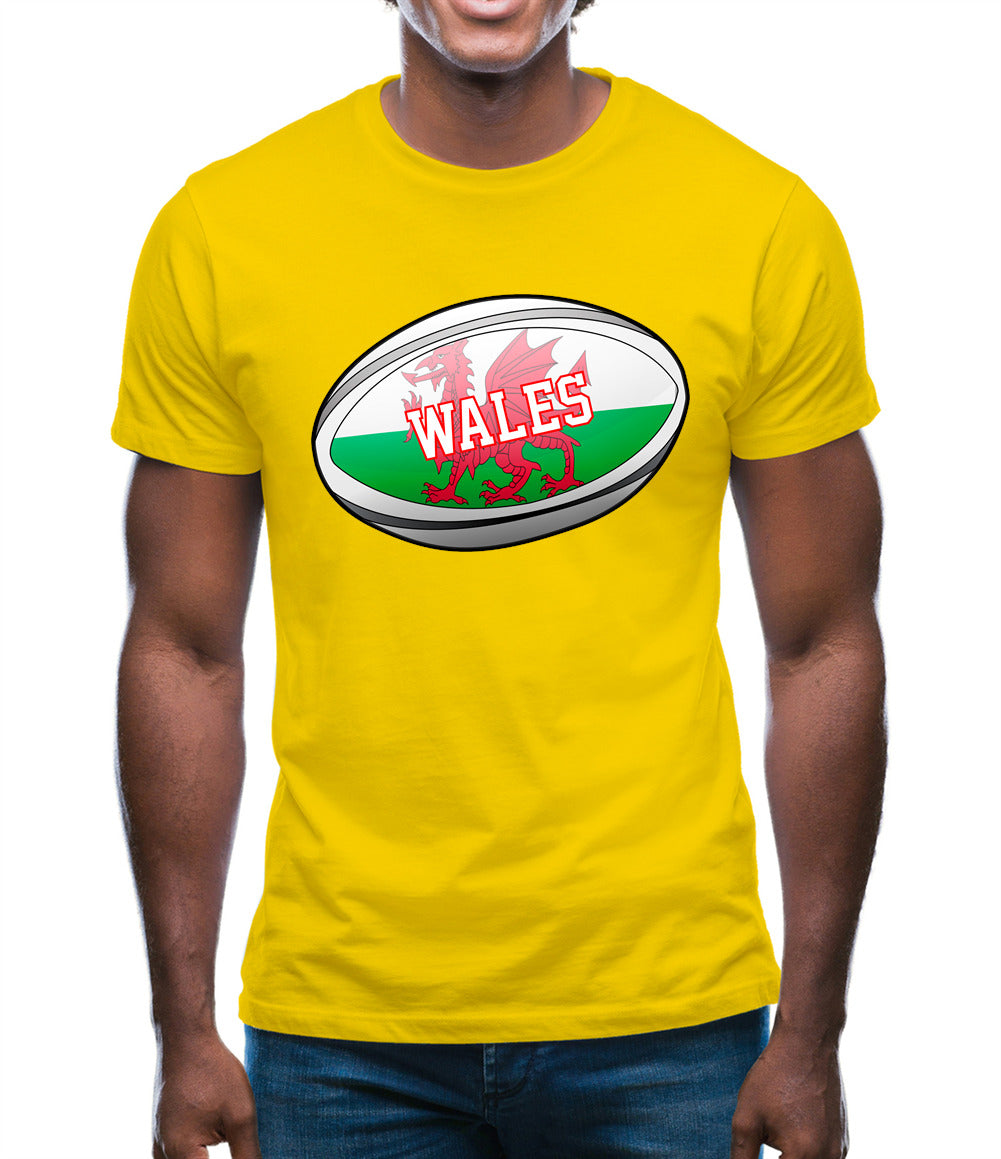 Welsh Flag Rugby Ball Mens T-Shirt