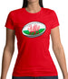 Welsh Flag Rugby Ball Womens T-Shirt