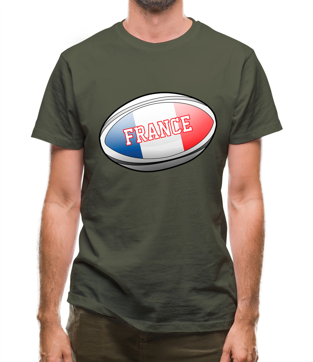 French Flag Rugby Ball Mens T-Shirt