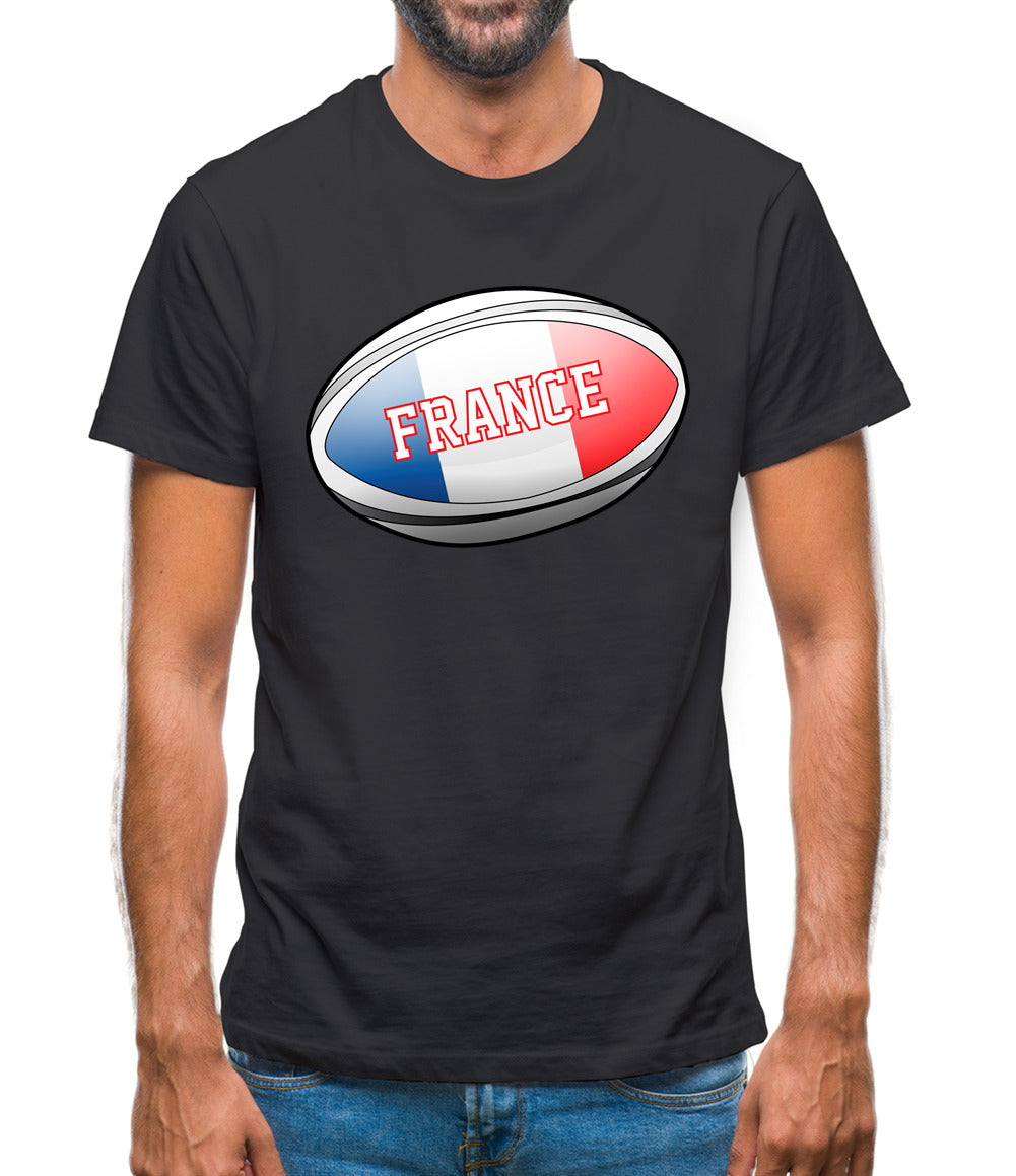 French Flag Rugby Ball Mens T-Shirt
