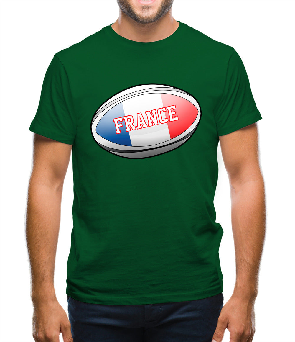 French Flag Rugby Ball Mens T-Shirt