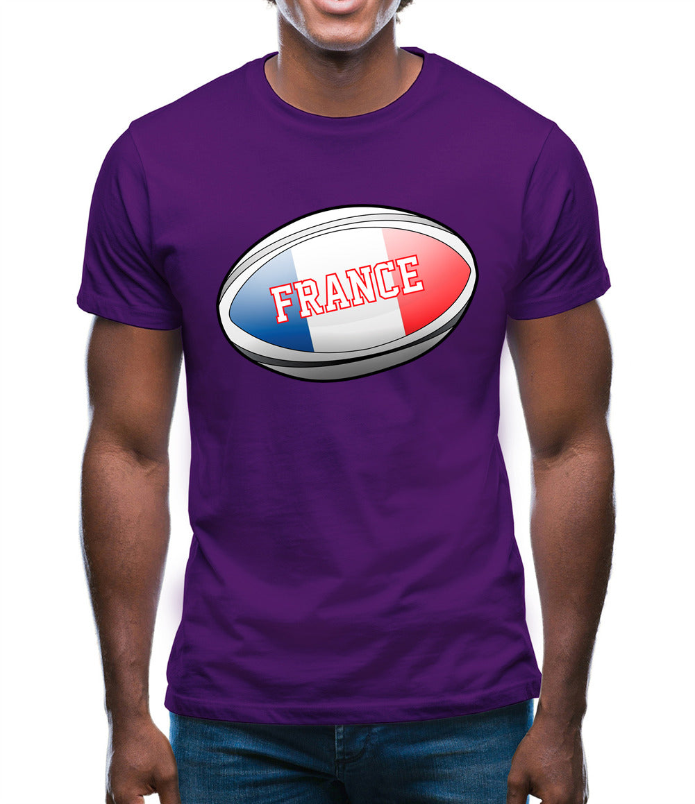 French Flag Rugby Ball Mens T-Shirt