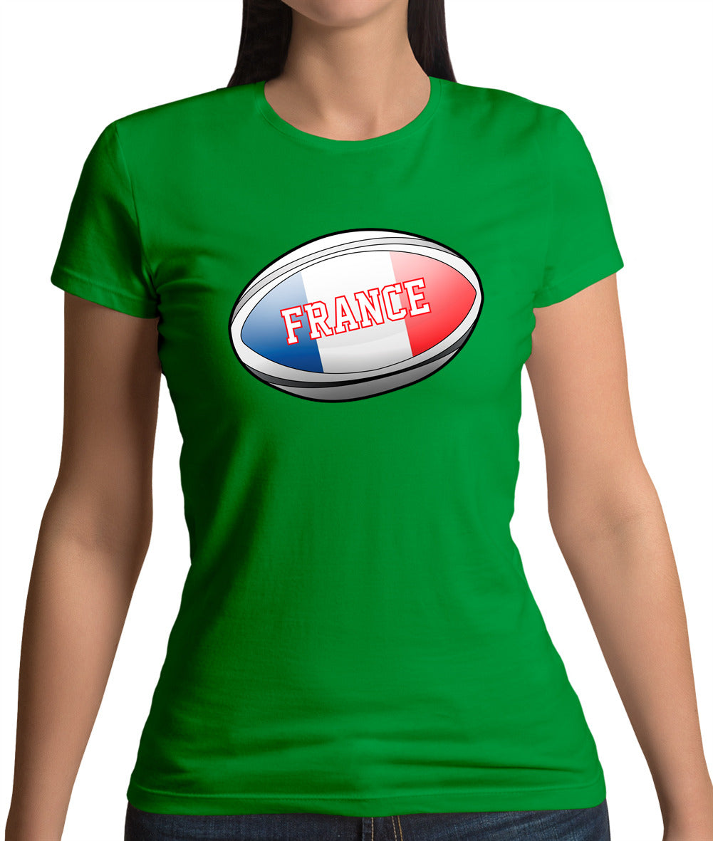 French Flag Rugby Ball Womens T-Shirt