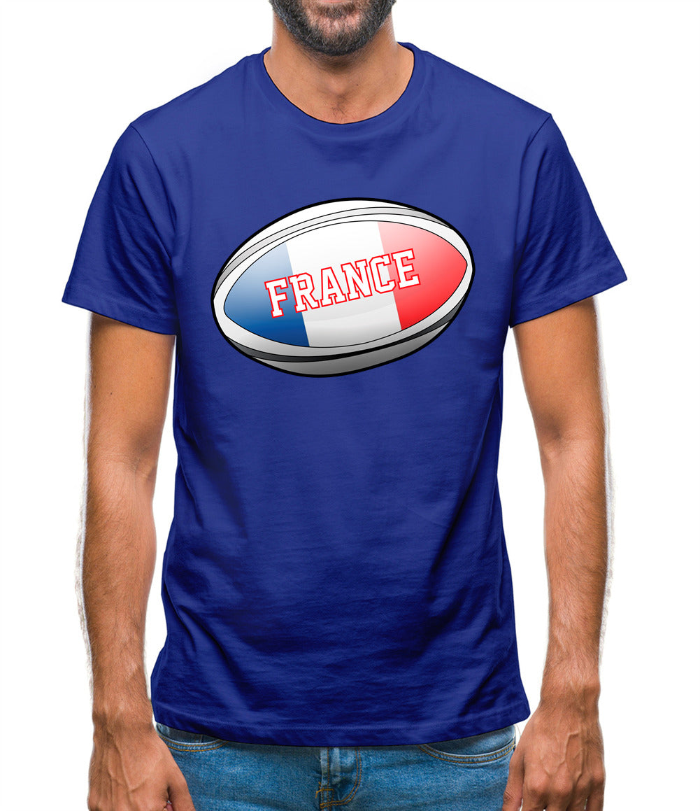 French Flag Rugby Ball Mens T-Shirt