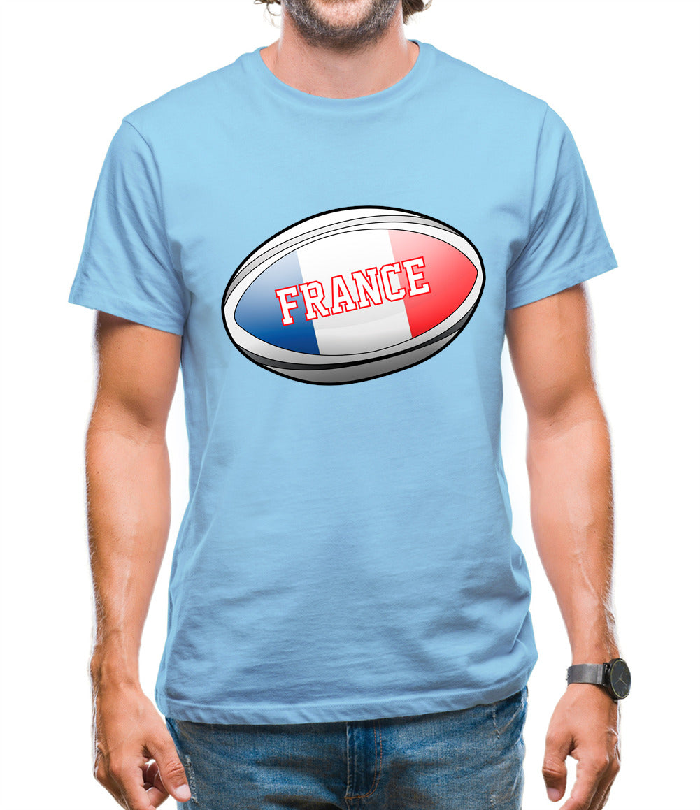 French Flag Rugby Ball Mens T-Shirt