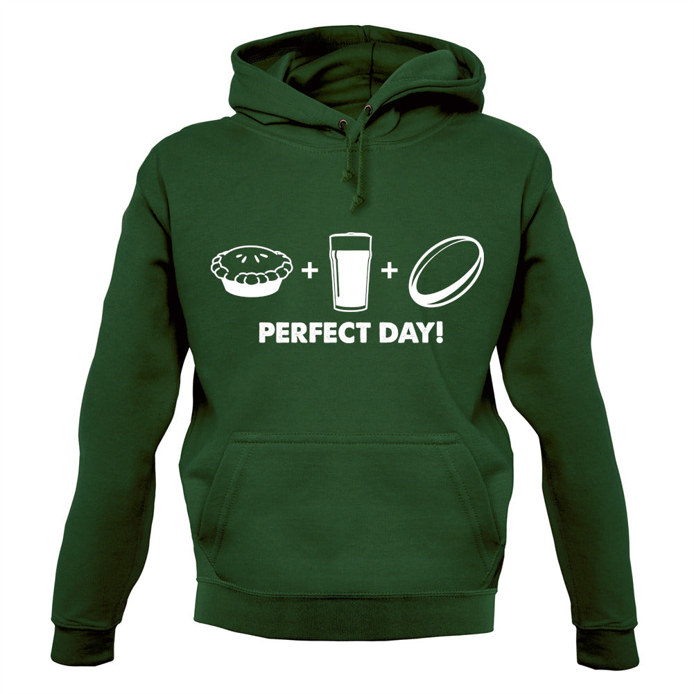 Perfect Day, Pie, Beer And Rugby Unisex Hoodie