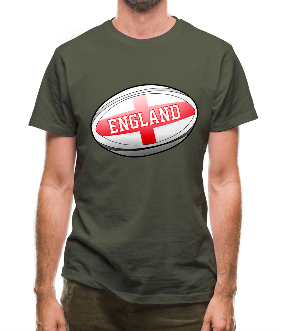 England Flag Rugby Ball Mens T-Shirt