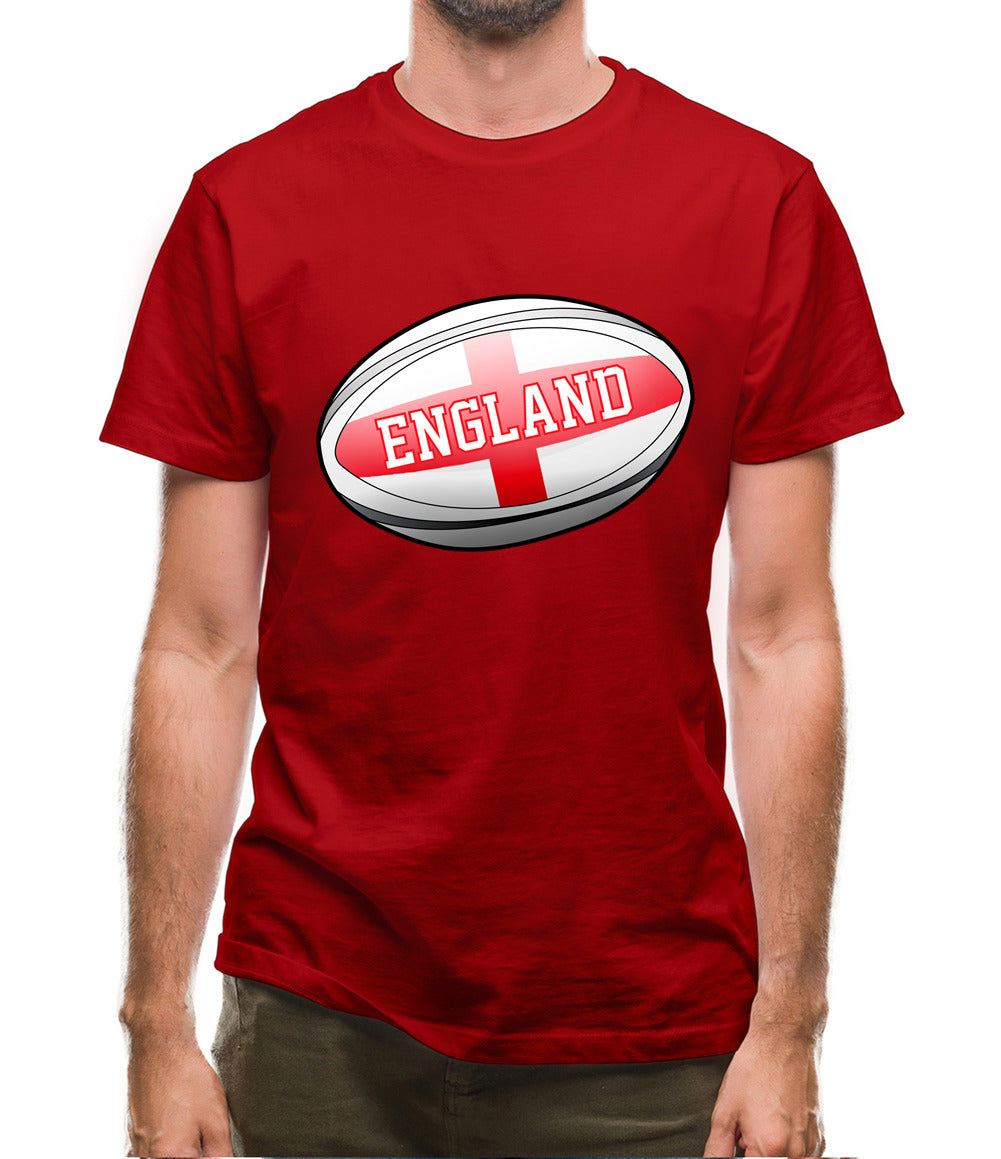 England Flag Rugby Ball Mens T-Shirt