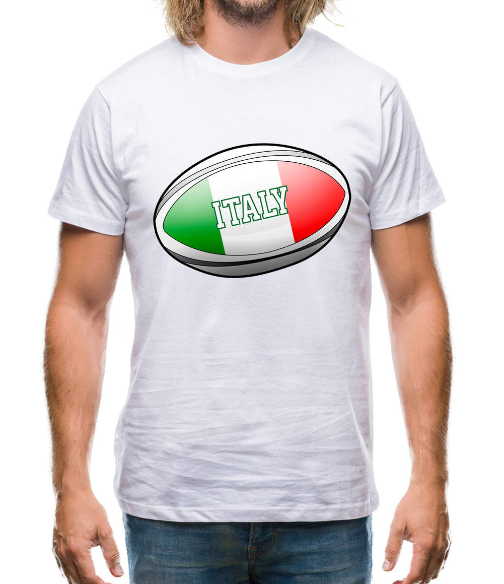 Italian Flag Rugby Ball Mens T-Shirt
