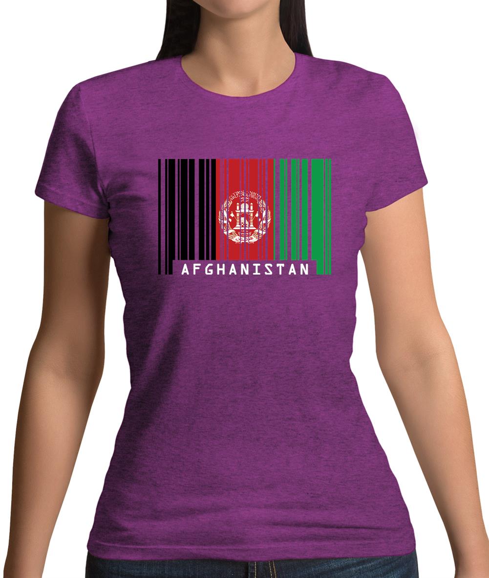 Afghanistan Barcode Style Flag Womens T-Shirt