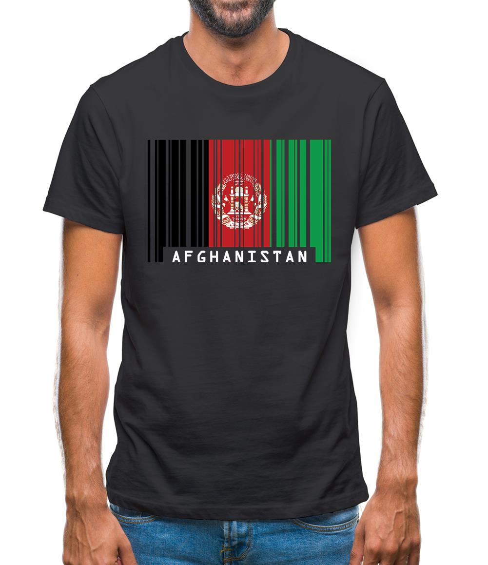 Afghanistan Barcode Style Flag Mens T-Shirt