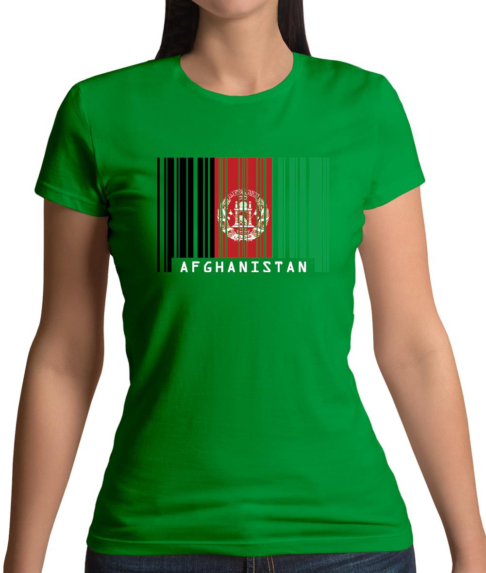 Afghanistan Barcode Style Flag Womens T-Shirt