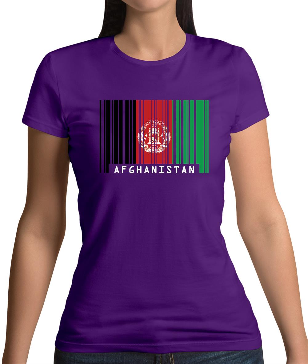 Afghanistan Barcode Style Flag Womens T-Shirt