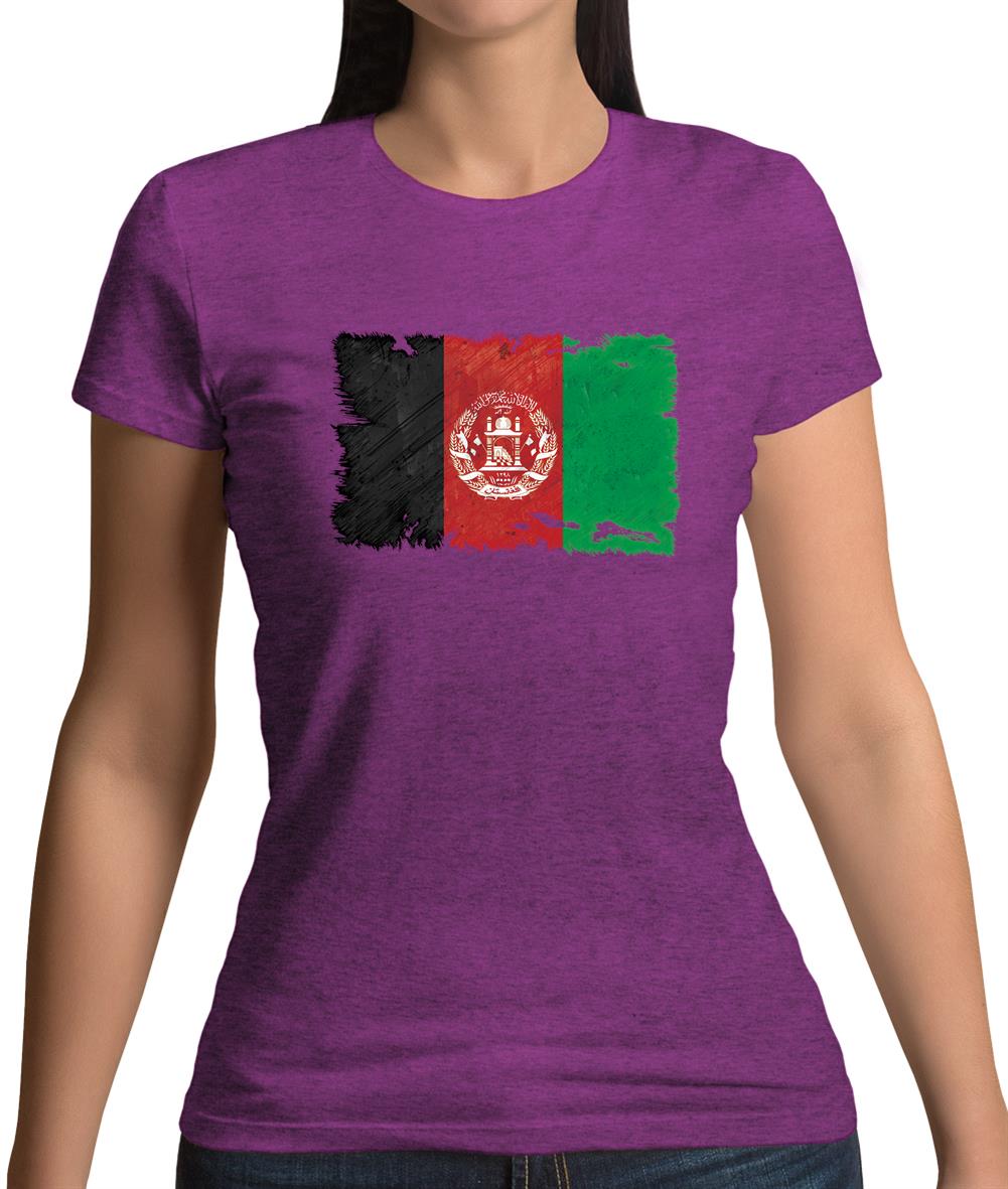 Afghanistan Grunge Style Flag Womens T-Shirt