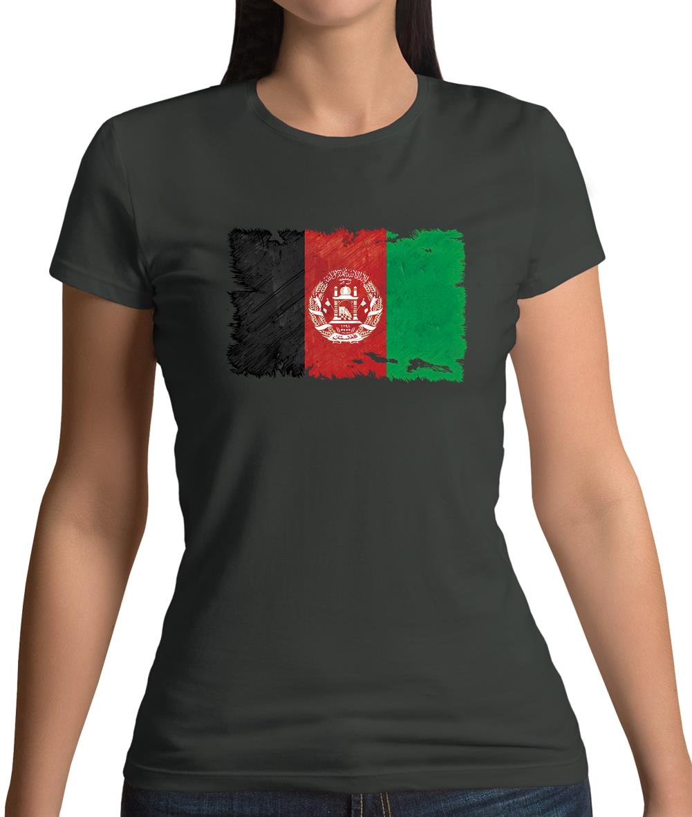 Afghanistan Grunge Style Flag Womens T-Shirt