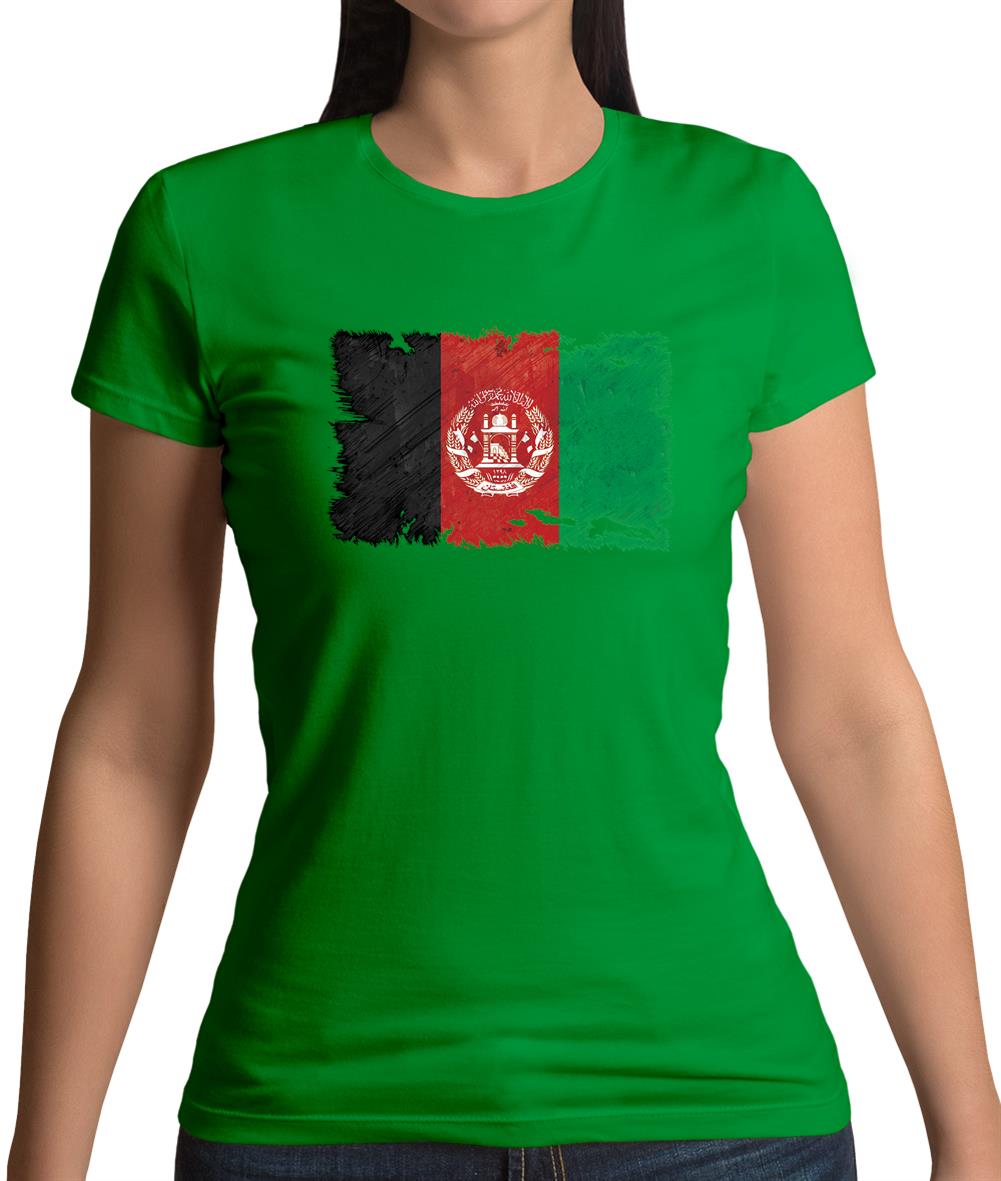 Afghanistan Grunge Style Flag Womens T-Shirt