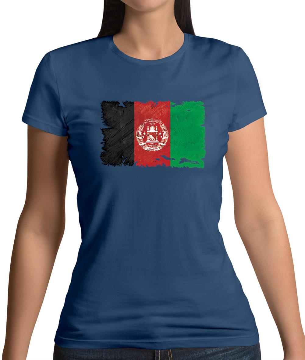 Afghanistan Grunge Style Flag Womens T-Shirt