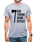 Aim, Throw, Drink Repeat Mens T-Shirt