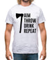 Aim, Throw, Drink Repeat Mens T-Shirt