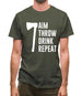 Aim, Throw, Drink Repeat Mens T-Shirt