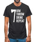 Aim, Throw, Drink Repeat Mens T-Shirt