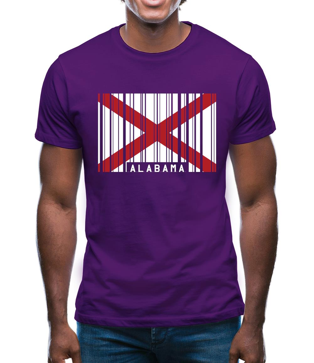 Alabama Barcode Style Flag Mens T-Shirt