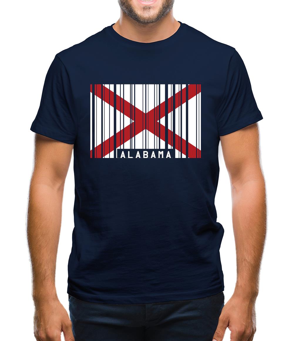 Alabama Barcode Style Flag Mens T-Shirt