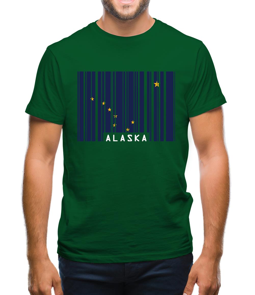 Alaska Barcode Style Flag Mens T-Shirt