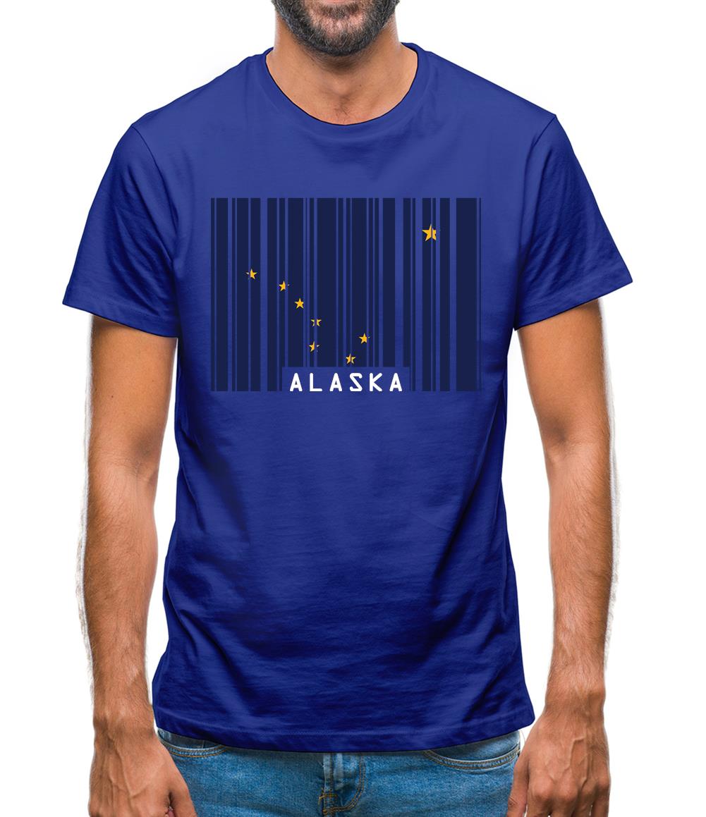 Alaska Barcode Style Flag Mens T-Shirt