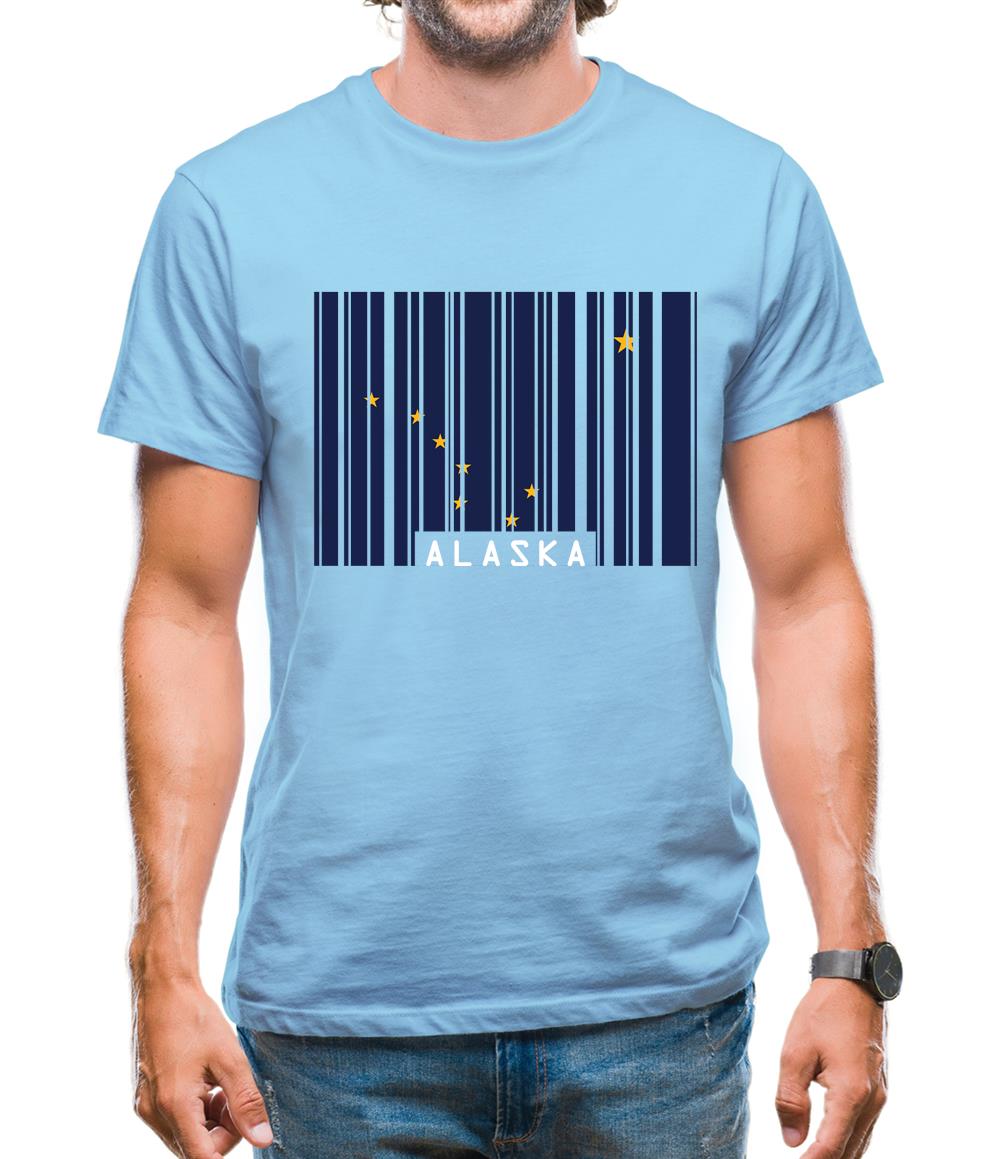 Alaska Barcode Style Flag Mens T-Shirt