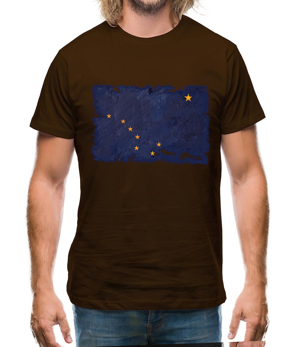Alaska Grunge Style Flag Mens T-Shirt